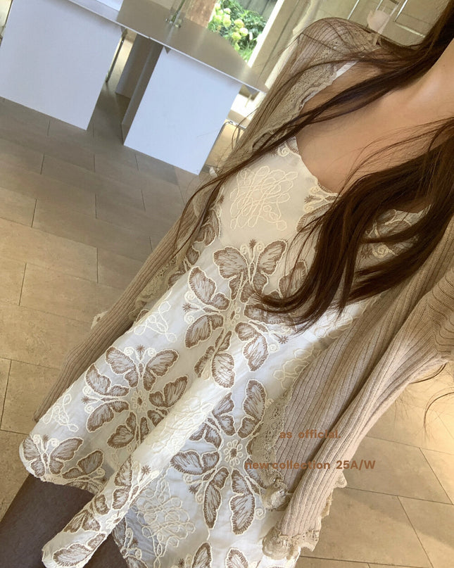 AS OFFICIAL Luxe Butterfly Embroidered Cami Top