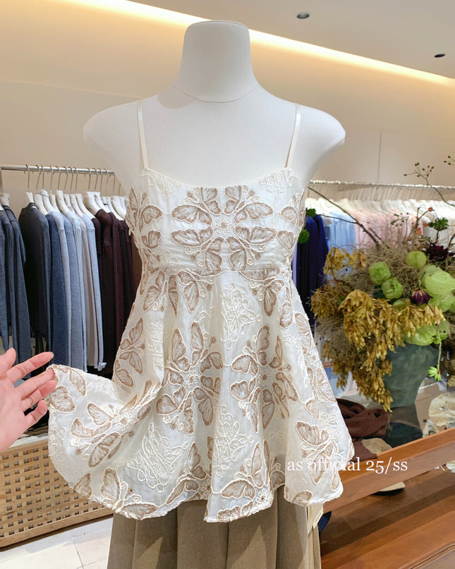 AS OFFICIAL Luxe Butterfly Embroidered Cami Top
