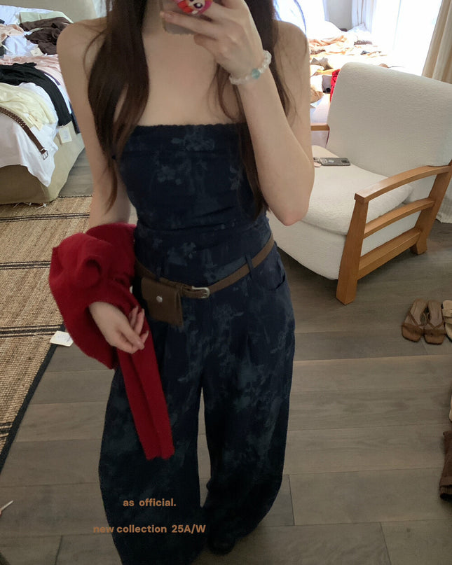 AS OFFICIAL City Walk Printed Strapless Jumpsuit with Belt Bag