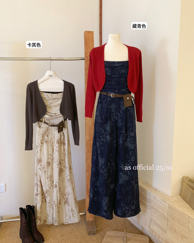 AS OFFICIAL City Walk Printed Strapless Jumpsuit with Belt Bag