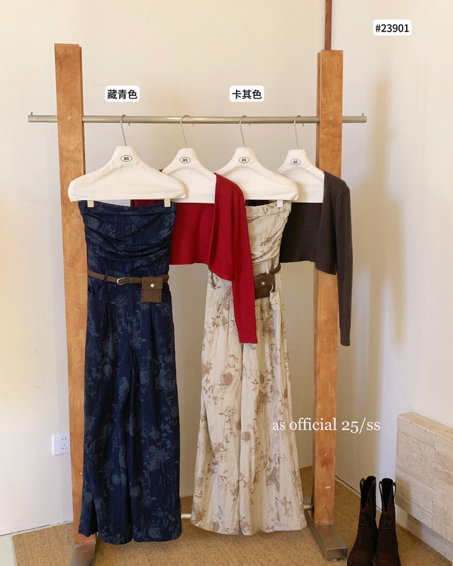 AS OFFICIAL City Walk Printed Strapless Jumpsuit with Belt Bag