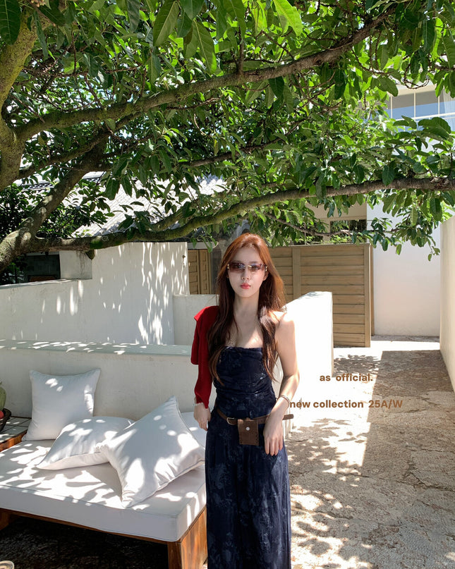 AS OFFICIAL City Walk Printed Strapless Jumpsuit with Belt Bag