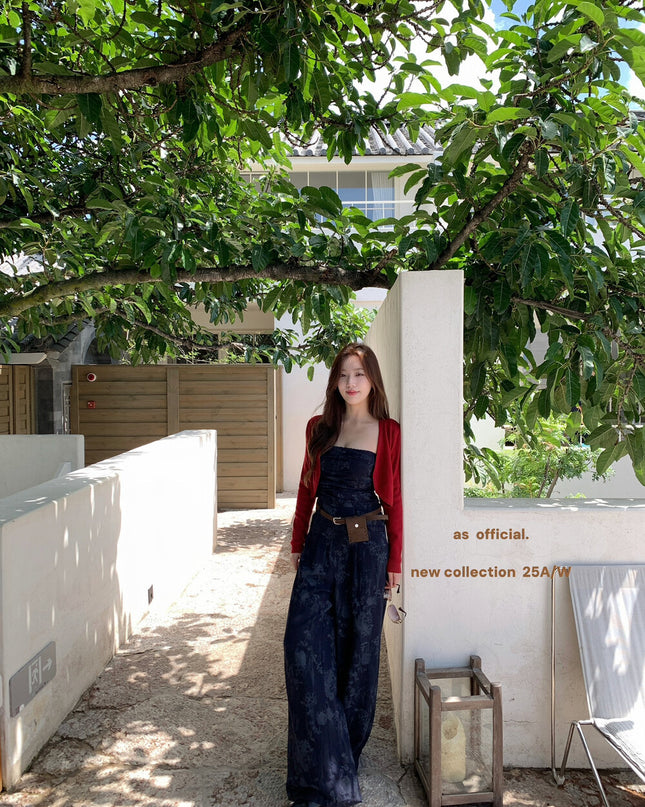 AS OFFICIAL City Walk Printed Strapless Jumpsuit with Belt Bag