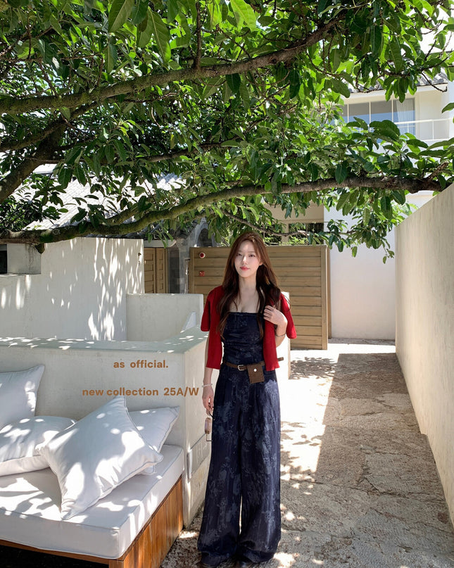 AS OFFICIAL City Walk Printed Strapless Jumpsuit with Belt Bag
