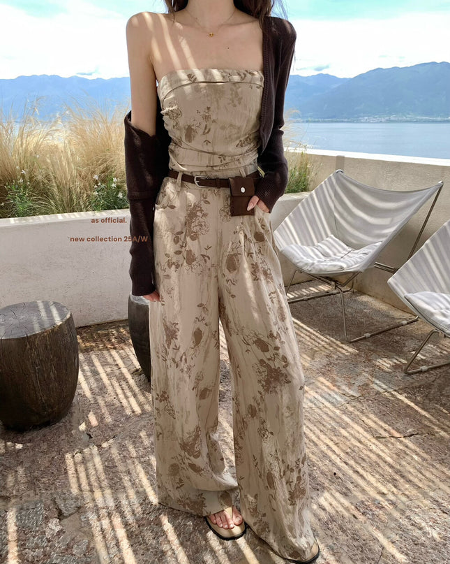 AS OFFICIAL City Walk Printed Strapless Jumpsuit with Belt Bag