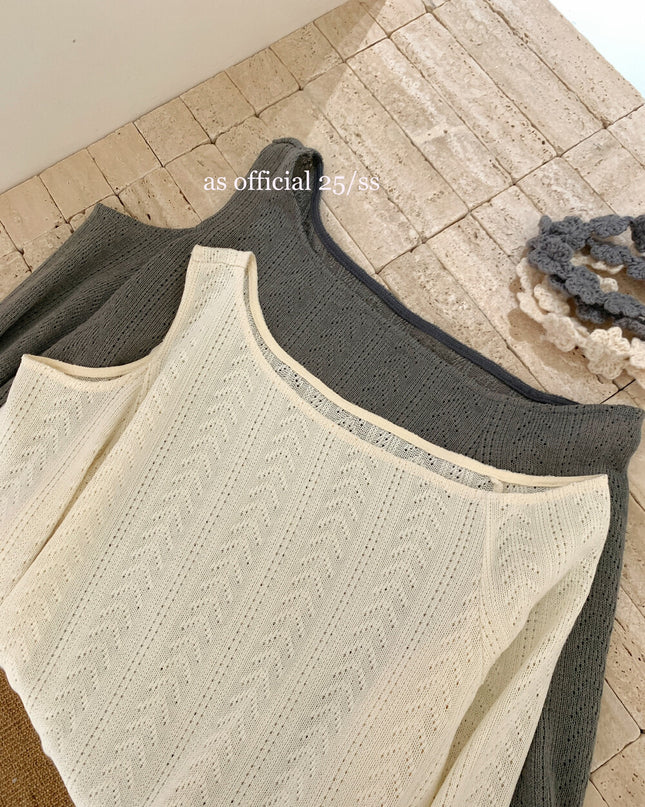 AS OFFICIAL Cutout Cold-Shoulder Knit Top with Waist Belt
