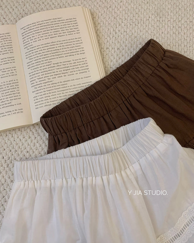Y.JIA Vintage Lace Trim High-Waist A-Line Skirt