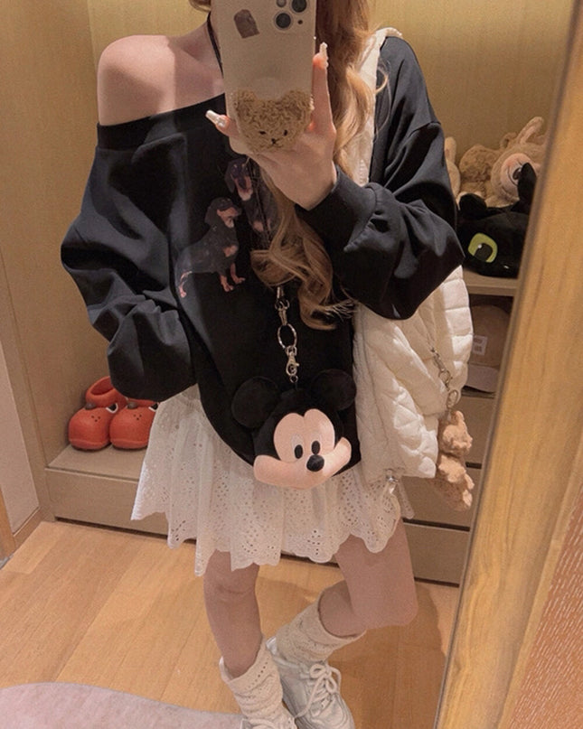Y.JIA Vintage Lace Trim High-Waist A-Line Skirt