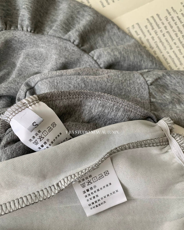 Y.JIA Asymmetrical Off-Shoulder Sweatshirt + A-Line Bubble Skirt Set