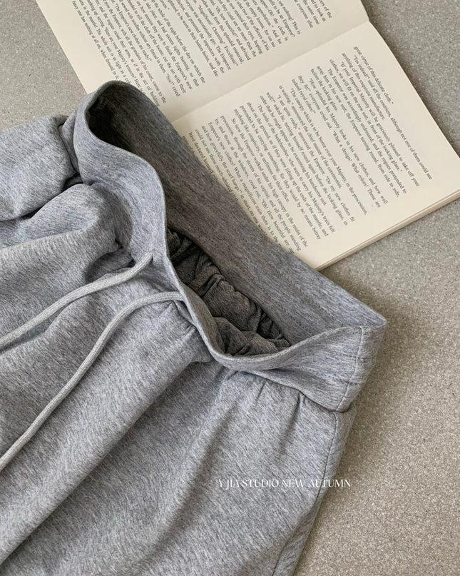 Y.JIA Asymmetrical Off-Shoulder Sweatshirt + A-Line Bubble Skirt Set