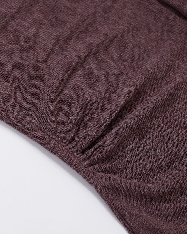 AIXILI V-Neck Asymmetrical Ruffle Sheer Knit Top