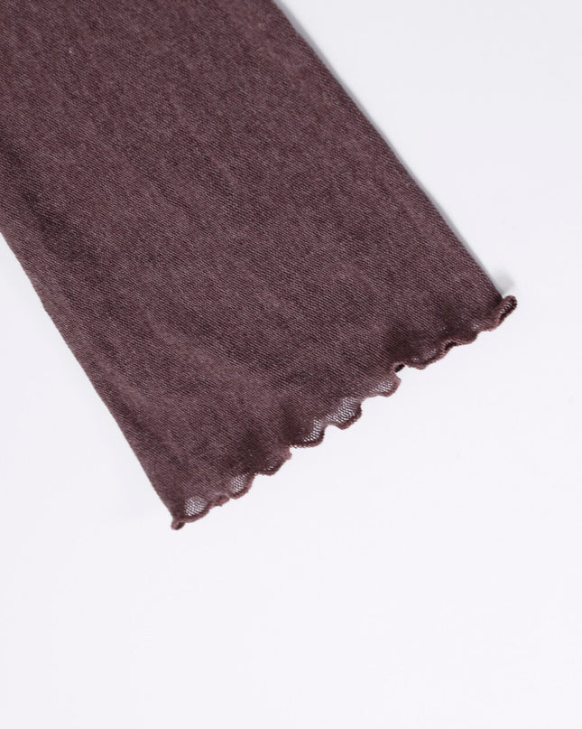 AIXILI V-Neck Asymmetrical Ruffle Sheer Knit Top