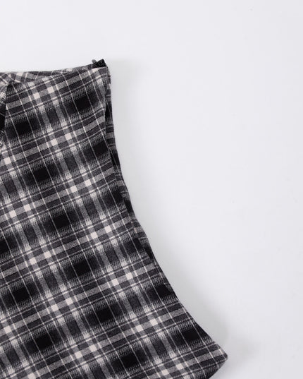 AIXILI Vintage Plaid Asymmetrical Patchwork A-Line Skirt