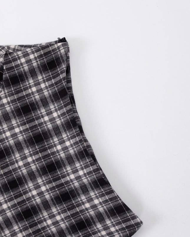 AIXILI Vintage Plaid Asymmetrical Patchwork A-Line Skirt