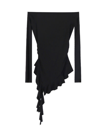 AIXILI Asymmetrical Hem Slim-Fit Knit Top