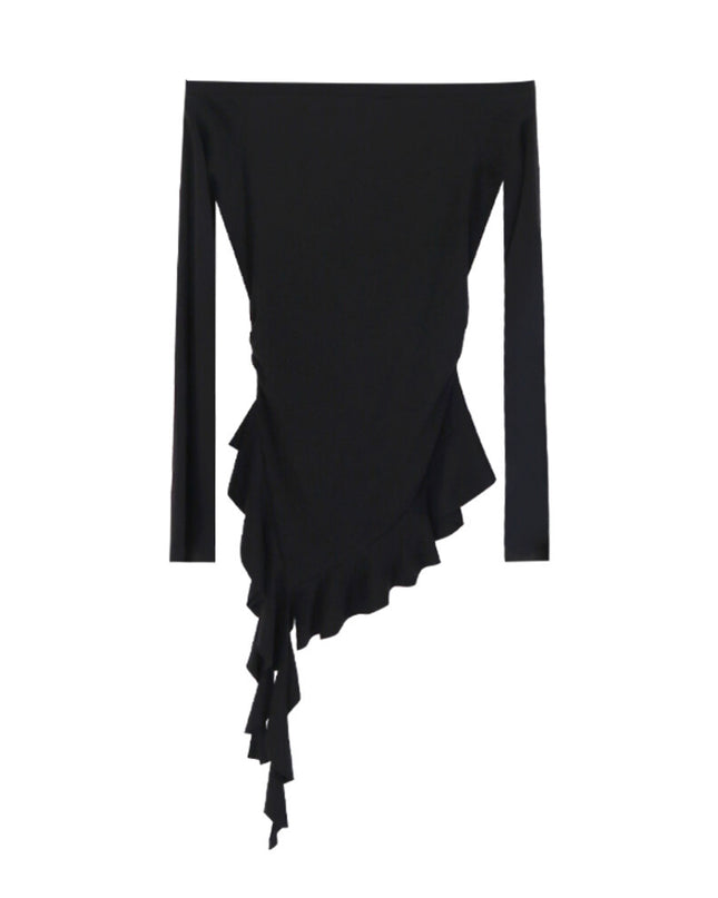 AIXILI Asymmetrical Hem Slim-Fit Knit Top