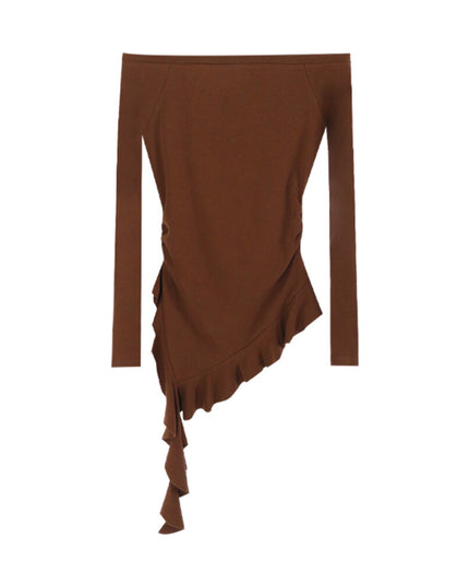 AIXILI Asymmetrical Hem Slim-Fit Knit Top