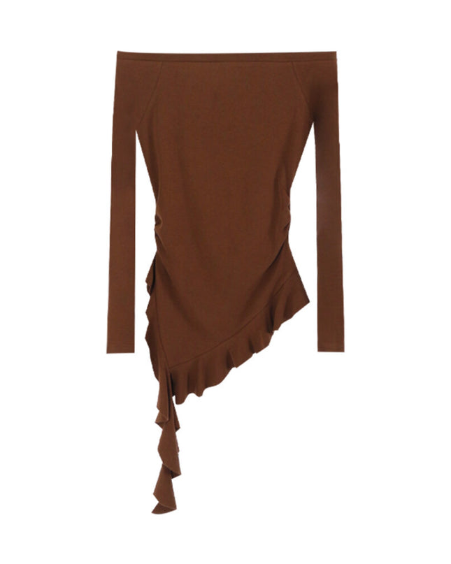 AIXILI Asymmetrical Hem Slim-Fit Knit Top