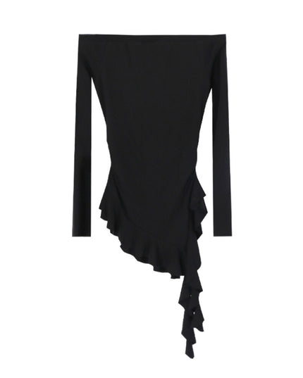 AIXILI Asymmetrical Hem Slim-Fit Knit Top