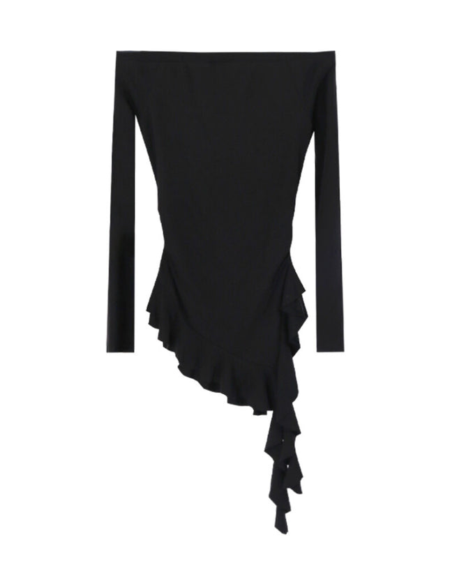 AIXILI Asymmetrical Hem Slim-Fit Knit Top