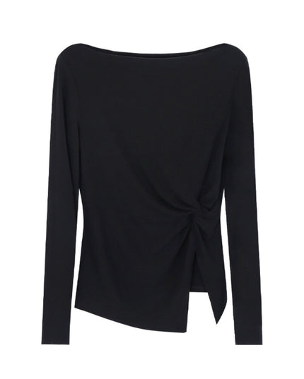AIXILI Twist-Front Slim-Fit Knit Long Sleeve Top