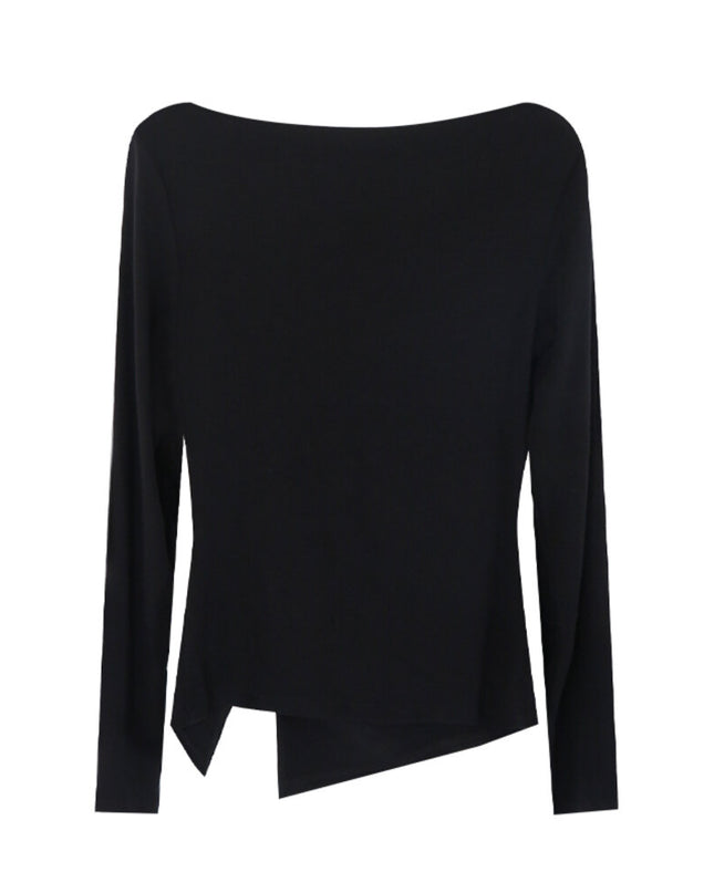 AIXILI Twist-Front Slim-Fit Knit Long Sleeve Top