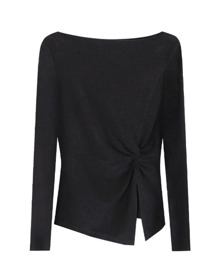 AIXILI Twist-Front Slim-Fit Knit Long Sleeve Top