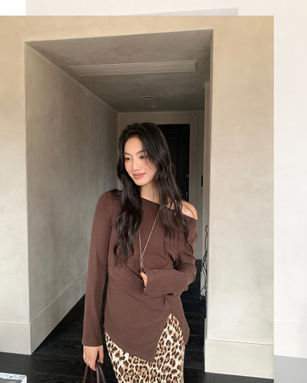 AIXILI Twist-Front Slim-Fit Knit Long Sleeve Top