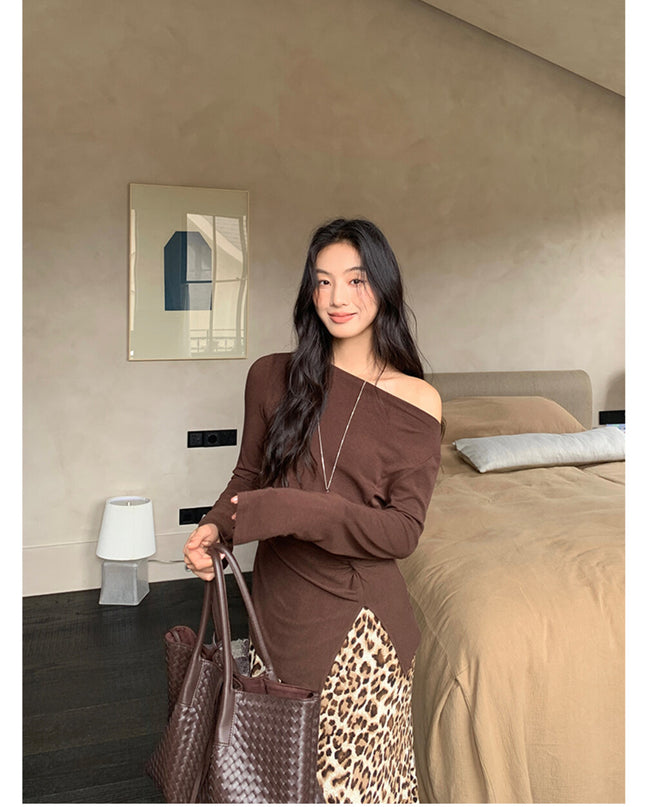 AIXILI Twist-Front Slim-Fit Knit Long Sleeve Top