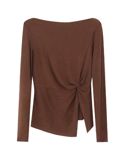 AIXILI Twist-Front Slim-Fit Knit Long Sleeve Top