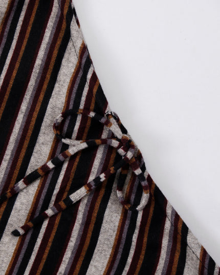 AIXILI Striped Drape High-Waist Maxi Skirt