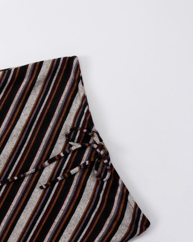 AIXILI Striped Drape High-Waist Maxi Skirt