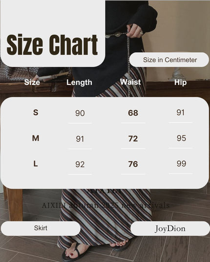 AIXILI Striped Drape High-Waist Maxi Skirt