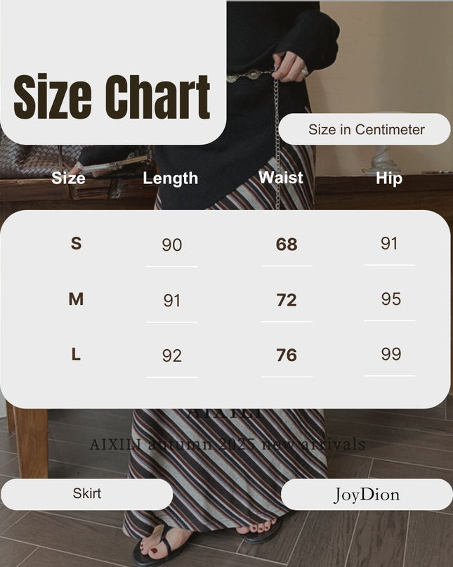 AIXILI Striped Drape High-Waist Maxi Skirt