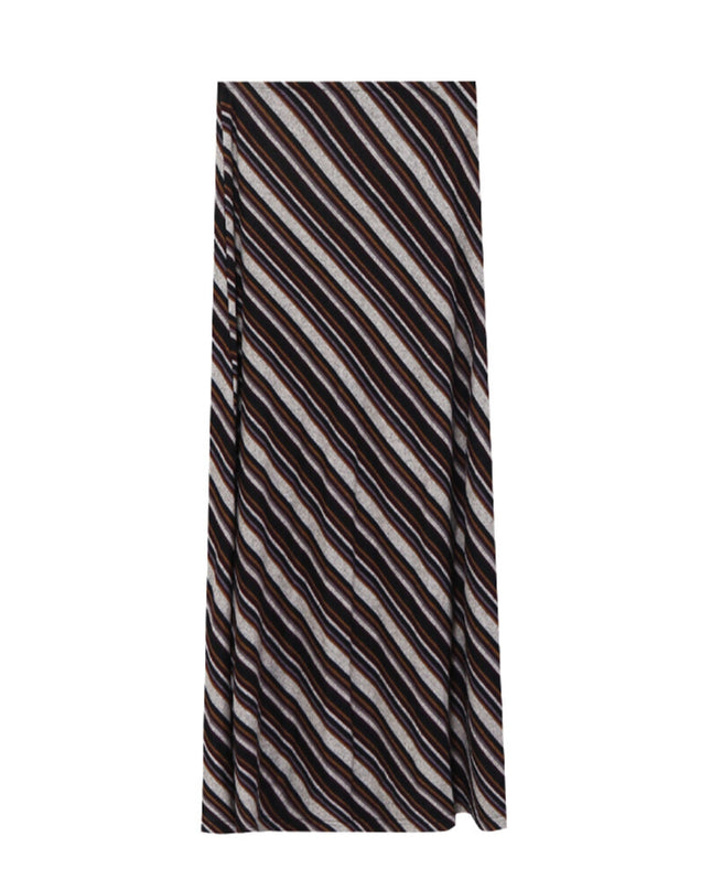 AIXILI Striped Drape High-Waist Maxi Skirt