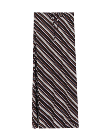 AIXILI Striped Drape High-Waist Maxi Skirt
