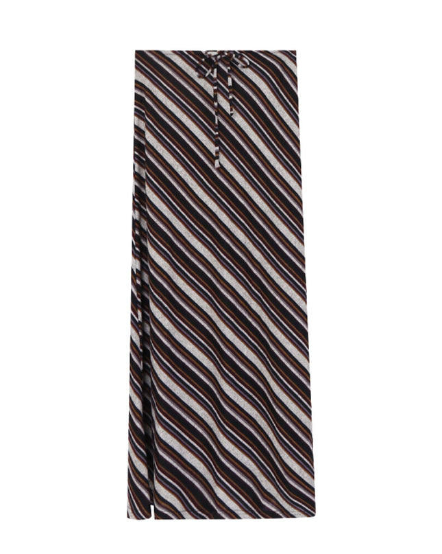 AIXILI Striped Drape High-Waist Maxi Skirt