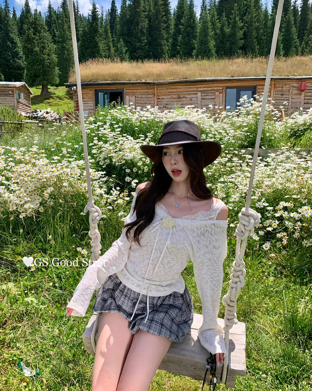 GS.GOOD START Sweet Plaid Bubble Skirt Shorts