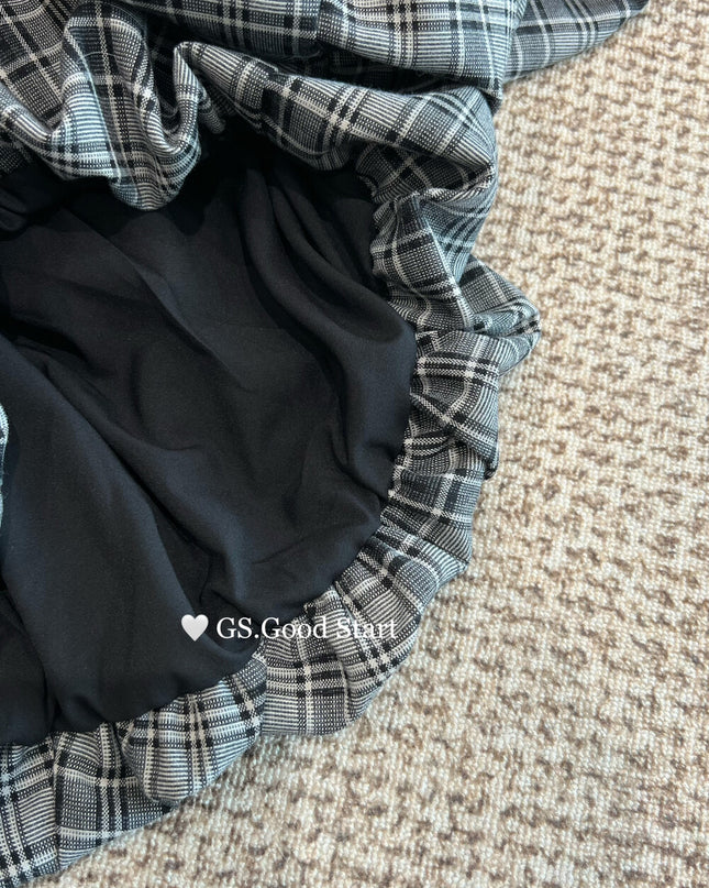GS.GOOD START Sweet Plaid Bubble Skirt Shorts