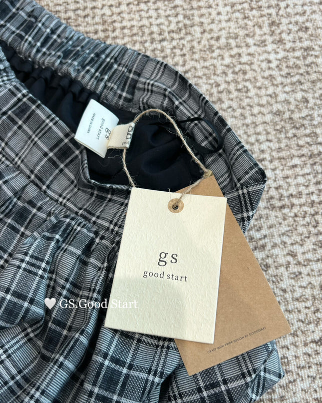 GS.GOOD START Sweet Plaid Bubble Skirt Shorts