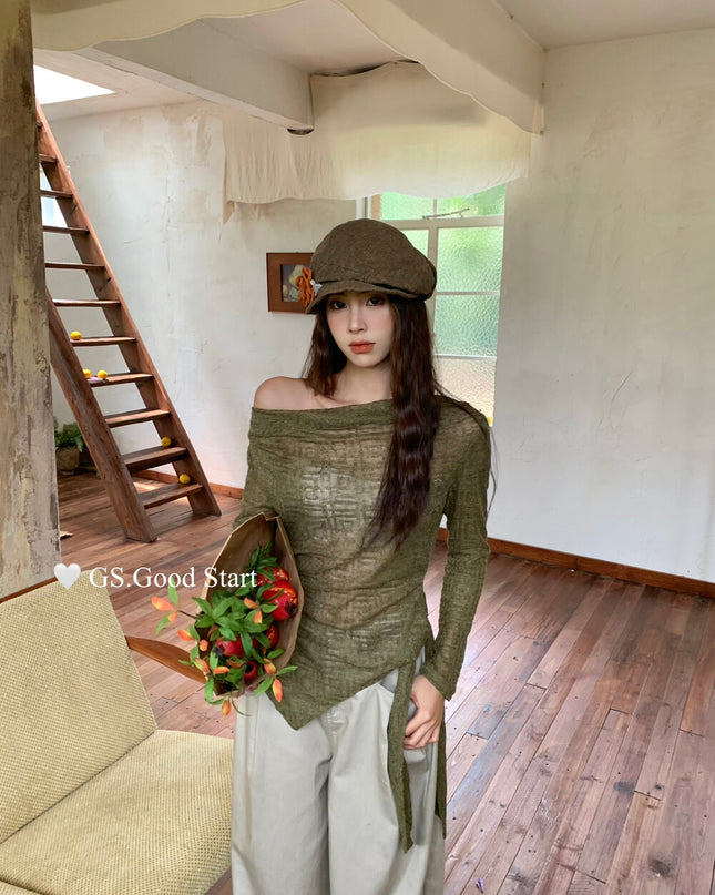 GS.GOOD START Tie-Waist Slimming Blouse