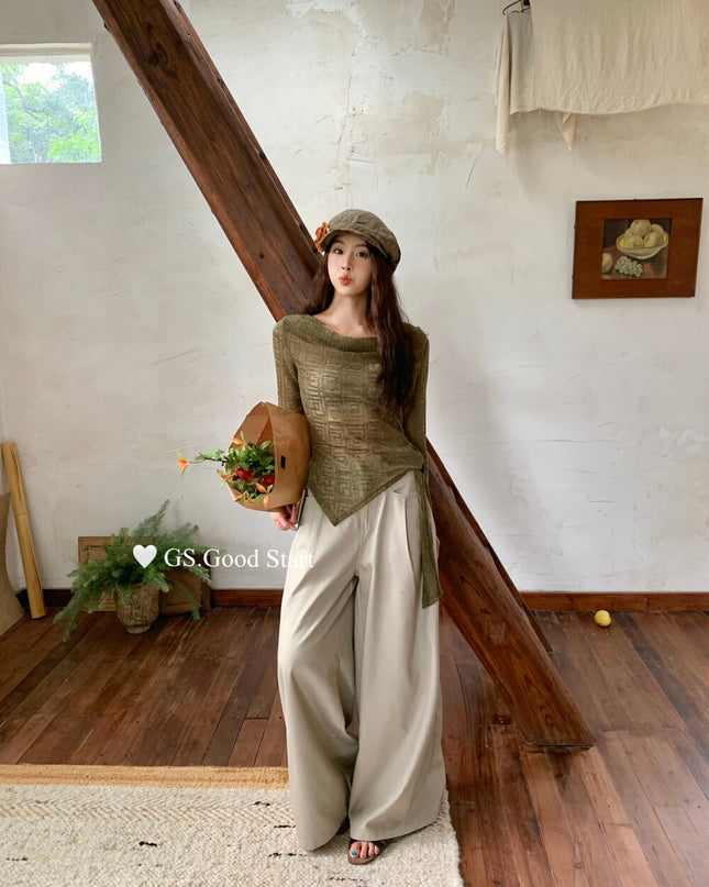 GS.GOOD START Tie-Waist Slimming Blouse