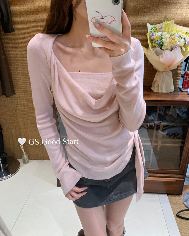 GS.GOOD START Tie-Waist Knit Top
