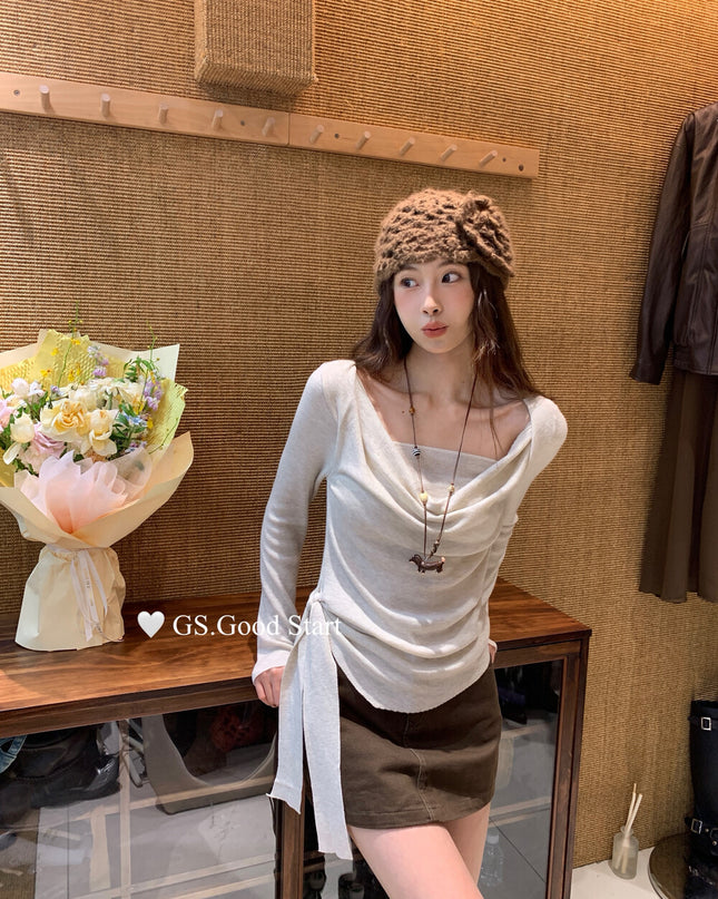 GS.GOOD START Tie-Waist Knit Top
