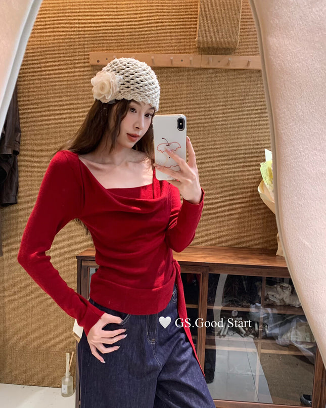 GS.GOOD START Tie-Waist Knit Top