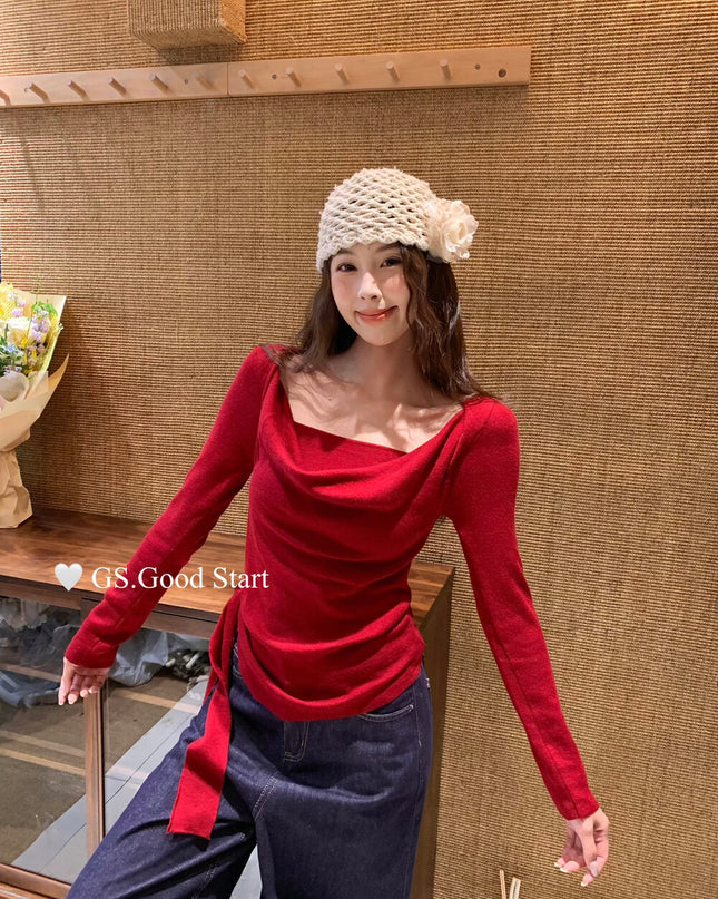 GS.GOOD START Tie-Waist Knit Top