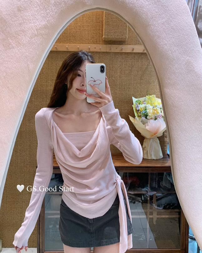 GS.GOOD START Tie-Waist Knit Top