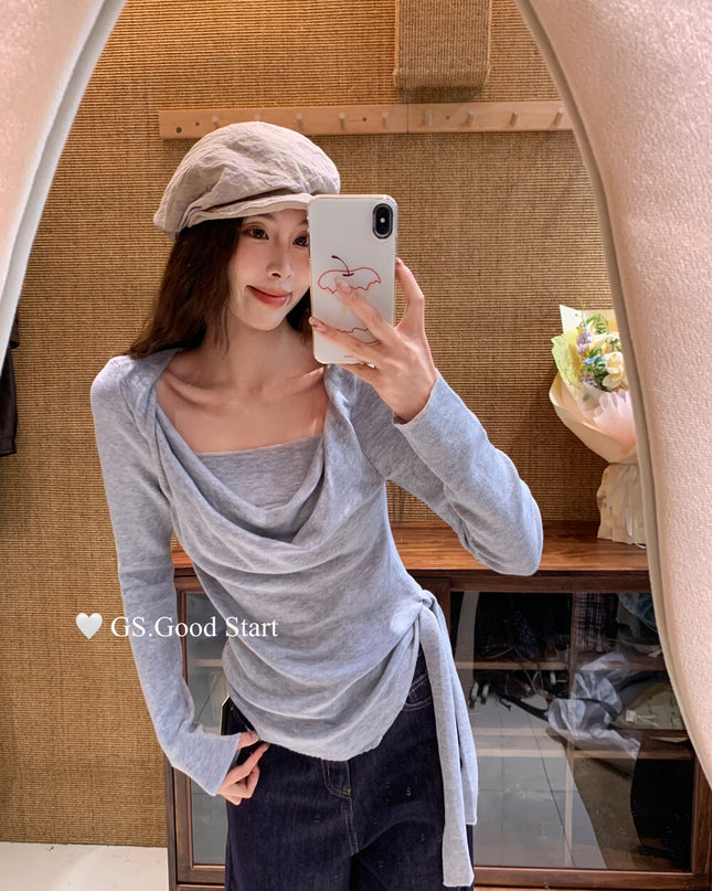 GS.GOOD START Tie-Waist Knit Top