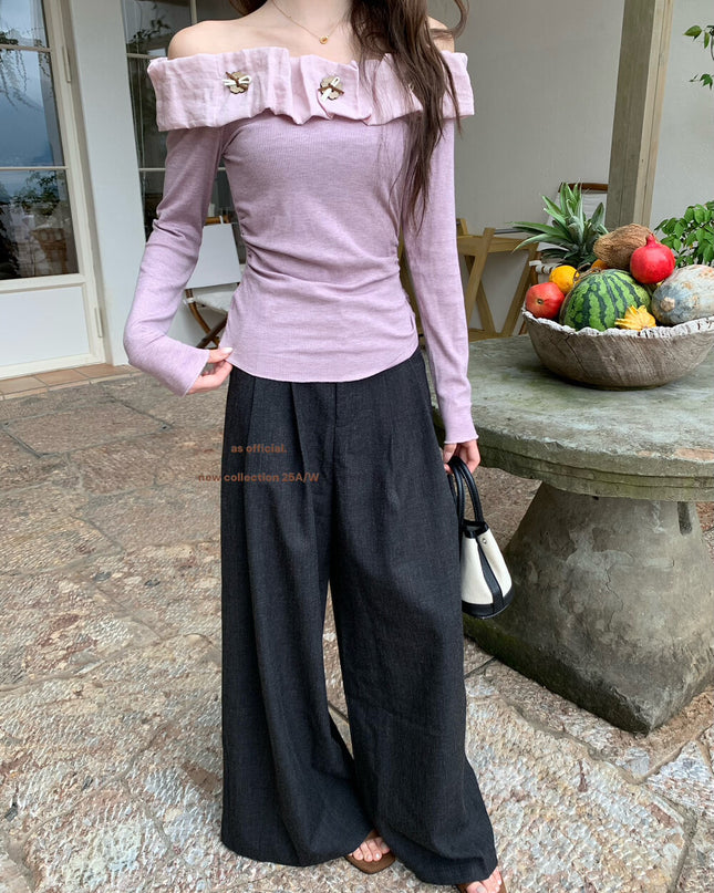 AS OFFICIAL Trendy Wide-Leg Tailored Trousers