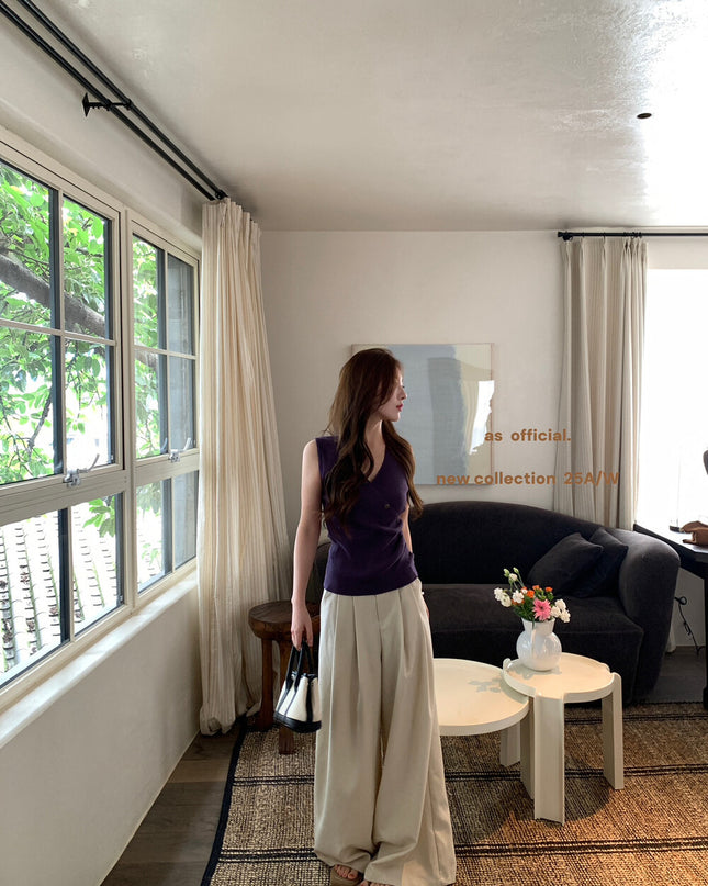 AS OFFICIAL Trendy Wide-Leg Tailored Trousers
